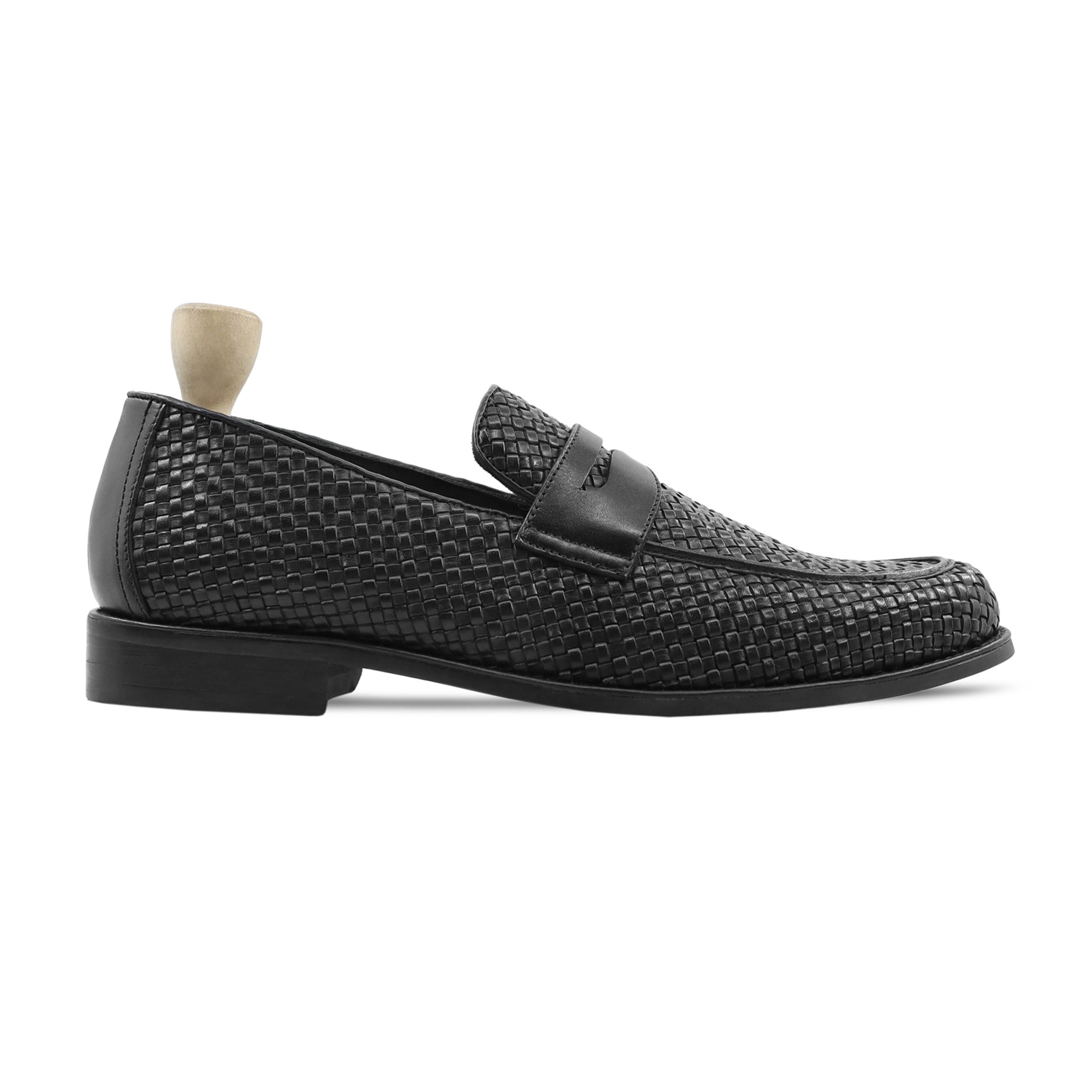 Rybnik - Men's Black Hand Woven Calf Leather Loafer