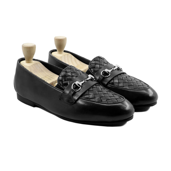 Sandvika - Men's Black Calf and Hand Woven Calf Leather Loafer