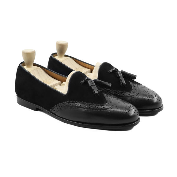 Minsk - Men's Black Calf Leather and Kid Suede Loafer
