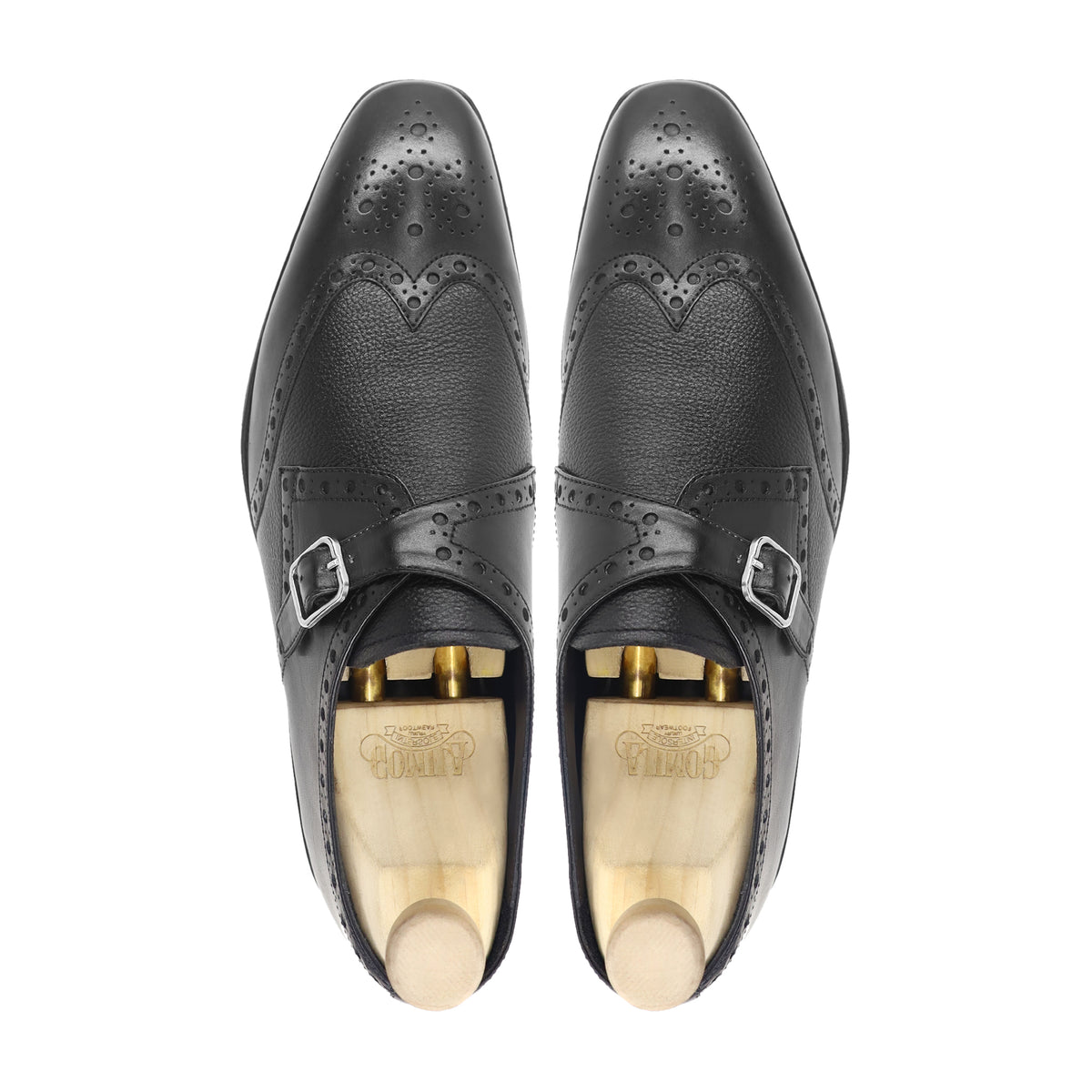 Aietor - Men's Back Calf and Pebble Grain Leather Single Monkstrap
