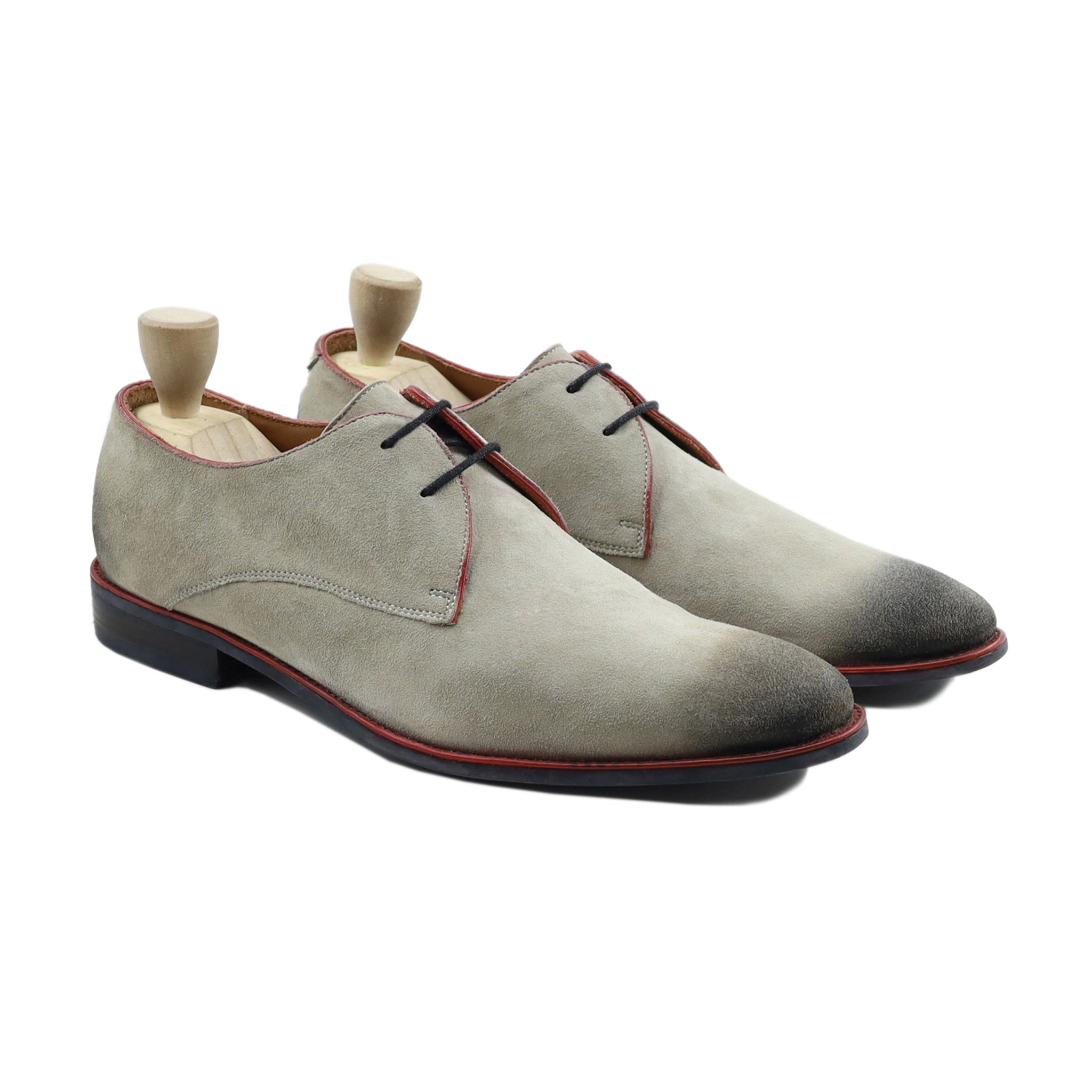 Amsten - Men's Burnished Steel Grey Kid Suede Derby Shoe