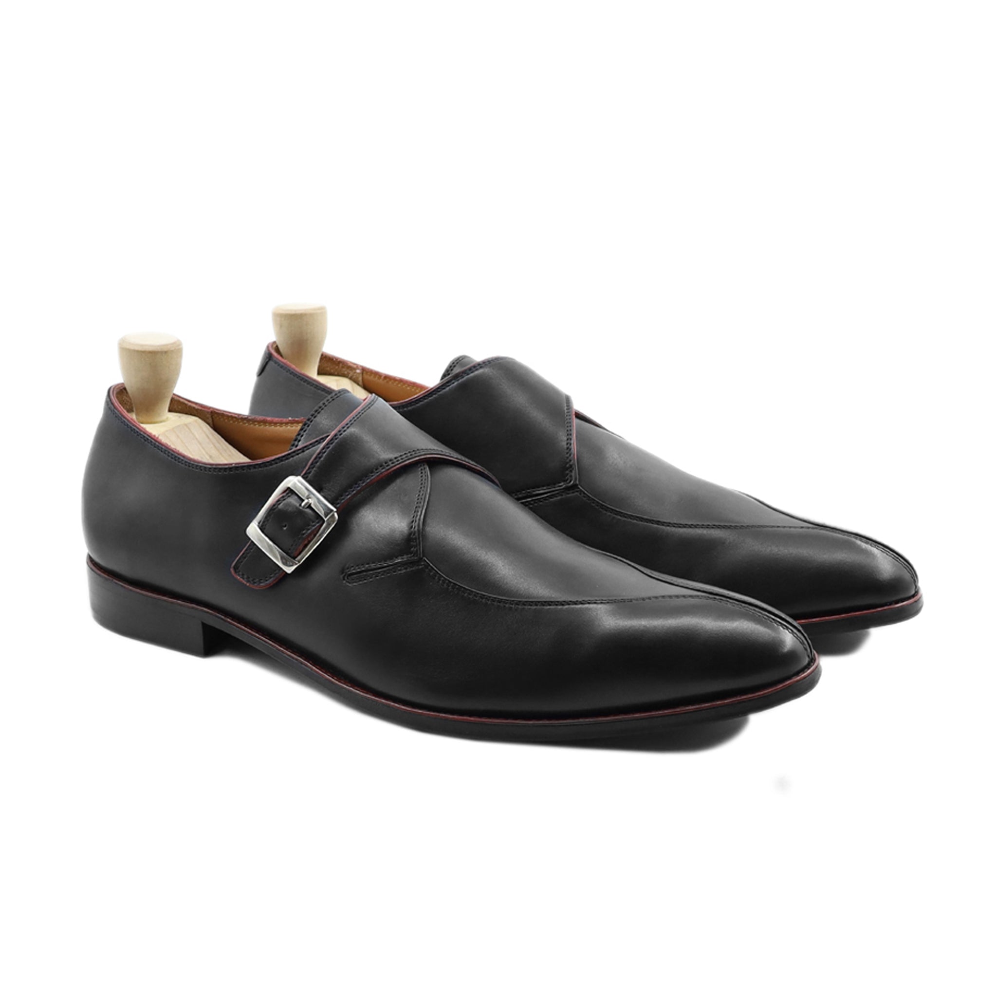 Helsingborg - Men's Black Calf Leather Single Monkstrap