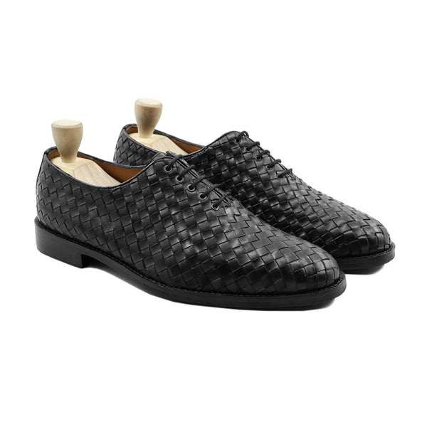 Osaka - Men's Black Hand Woven Calf Leather Wholecut Shoe