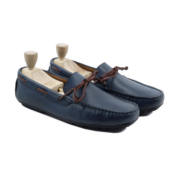 Abril - Men's Navy Blue Calf Leather Driver Shoe
