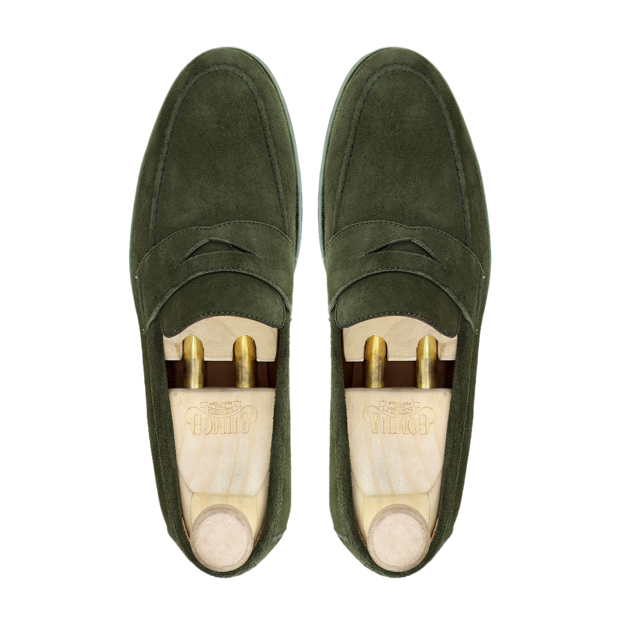 Karlstad - Men's Olive Green Kid Suede Loafer