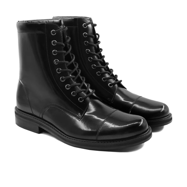 Reut - Men's Black Box Leather High Shine Boot