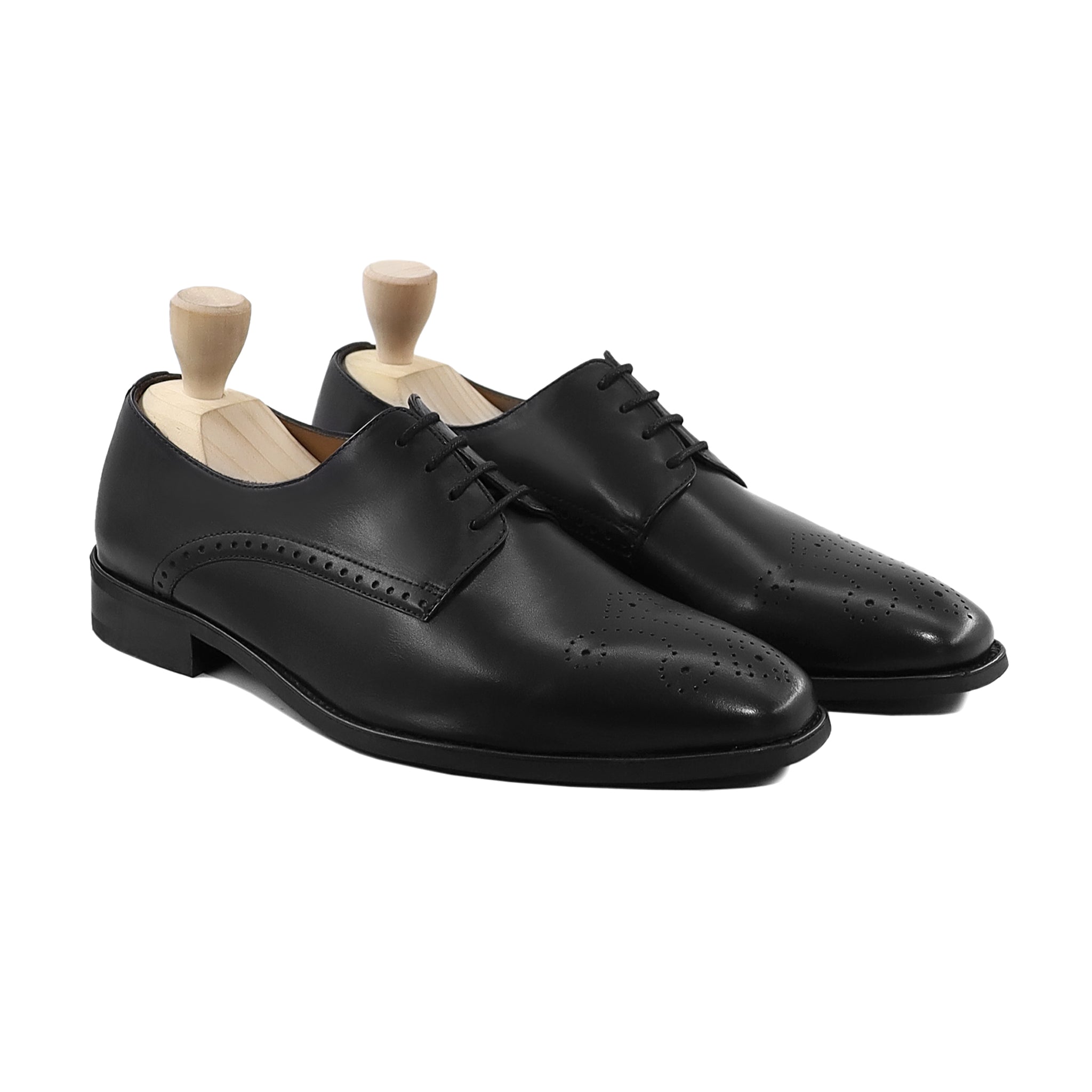 Ormoz - Men's Black Calf Leather Derby Shoe