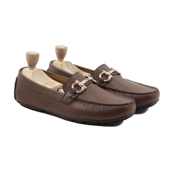 Luzon - Men's Brown Pebble Grain Leather Driver Shoe