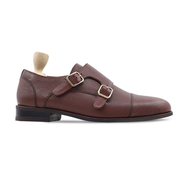 Glacier - Men's Oxblood Pebble Grain Leather Double Monkstrap