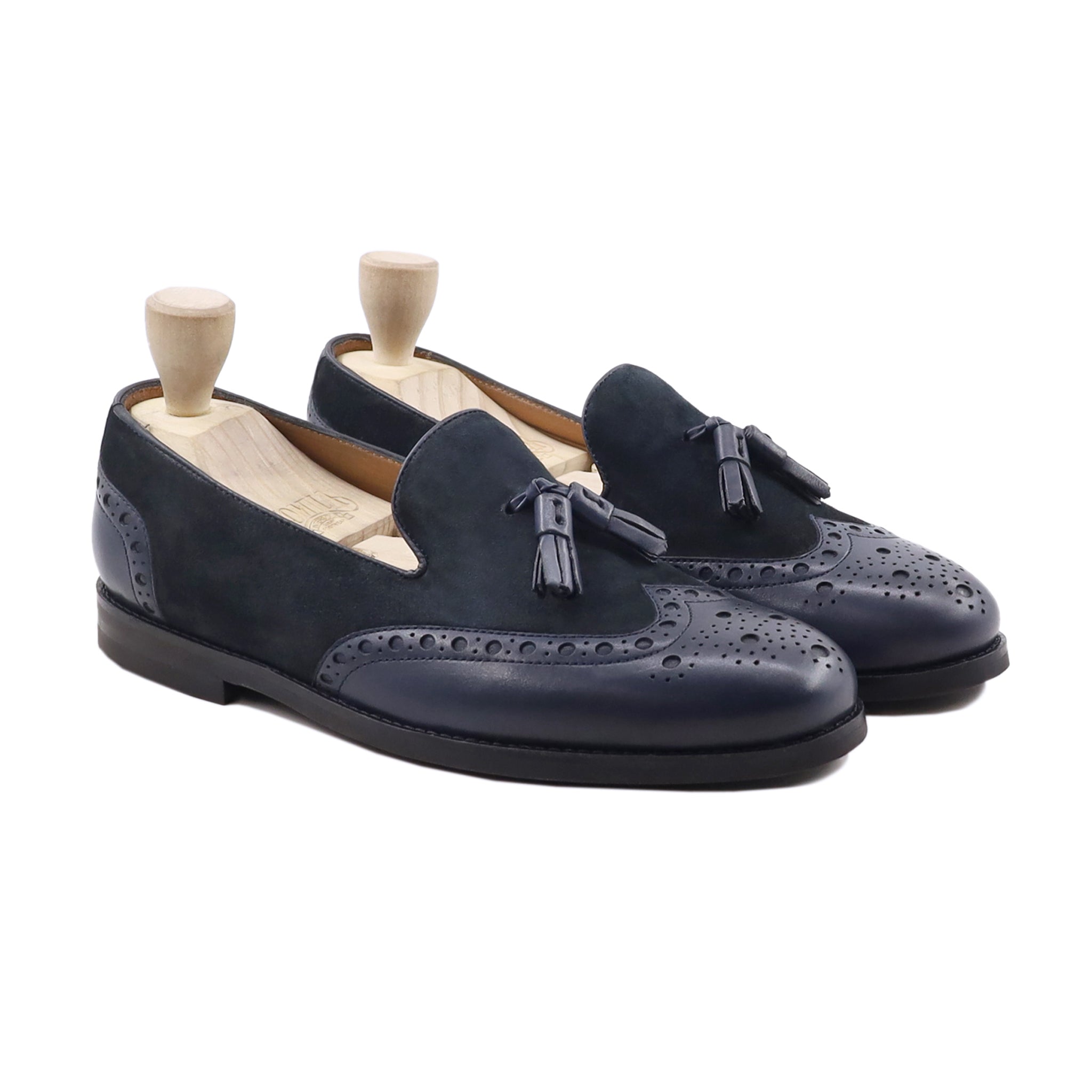 Nykoping - Men's Navy Blue Calf and Kid Suede Leather Loafer