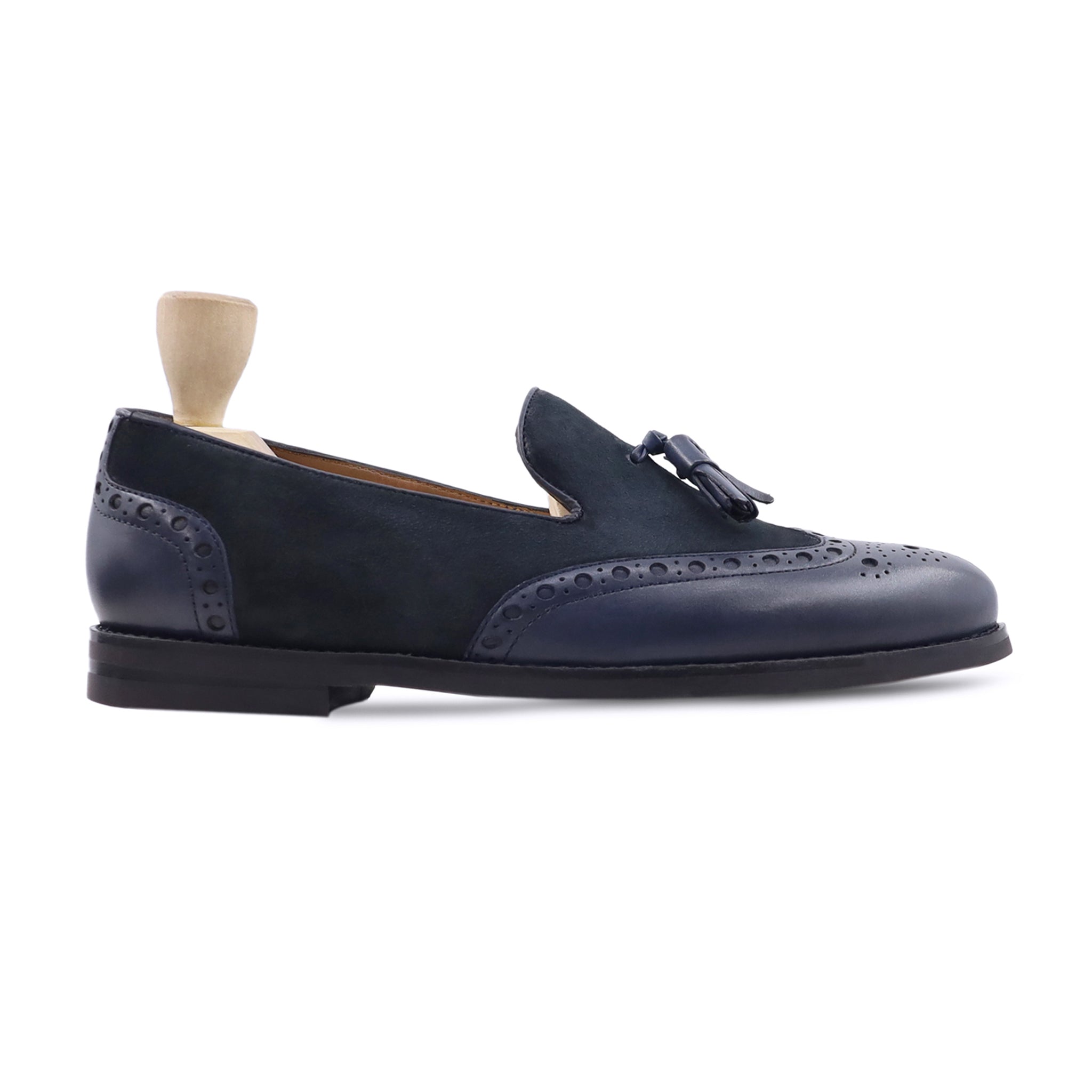 Nykoping - Men's Navy Blue Calf and Kid Suede Leather Loafer