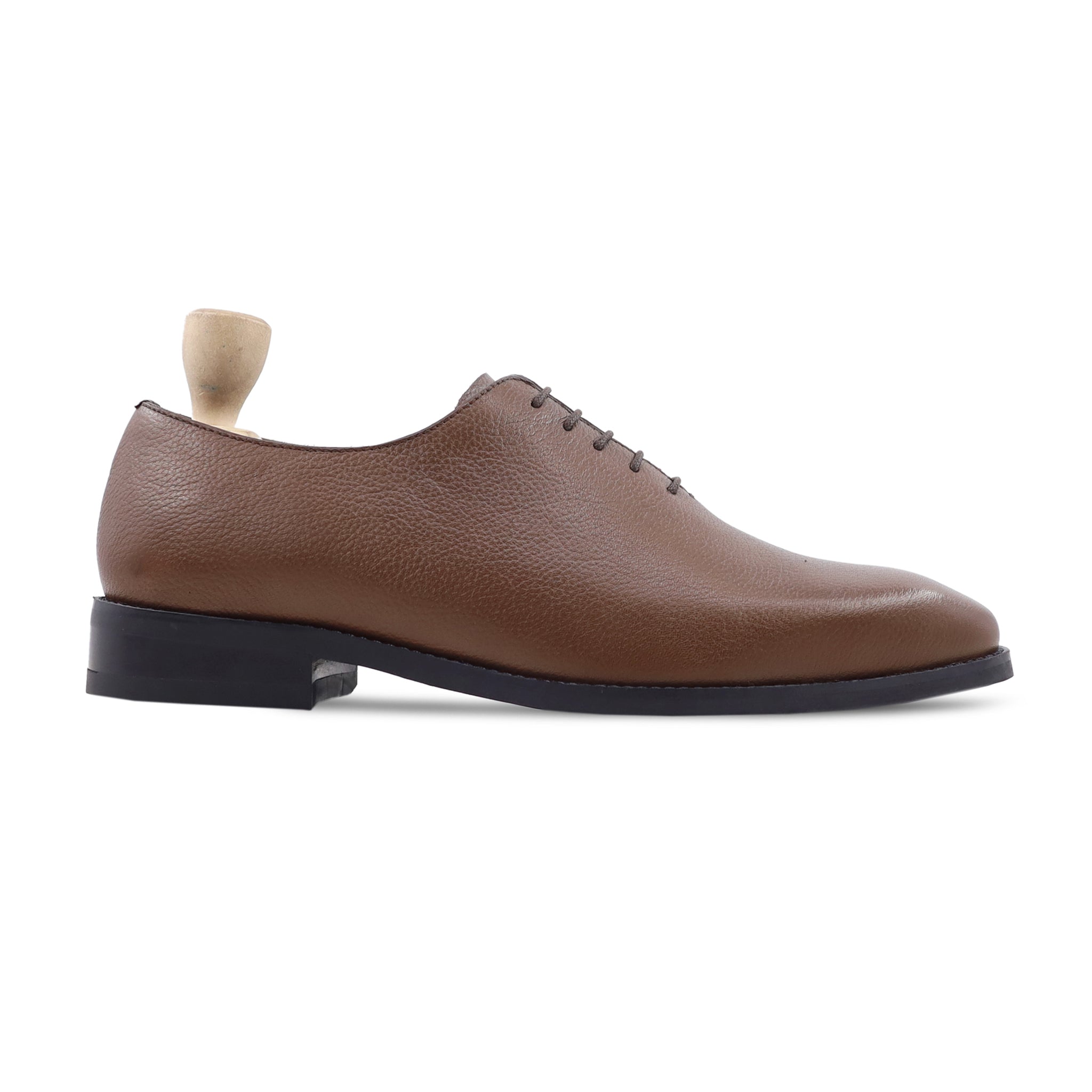 Tromso - Men's Brown Pebble Grain Leather Wholsecut Shoe