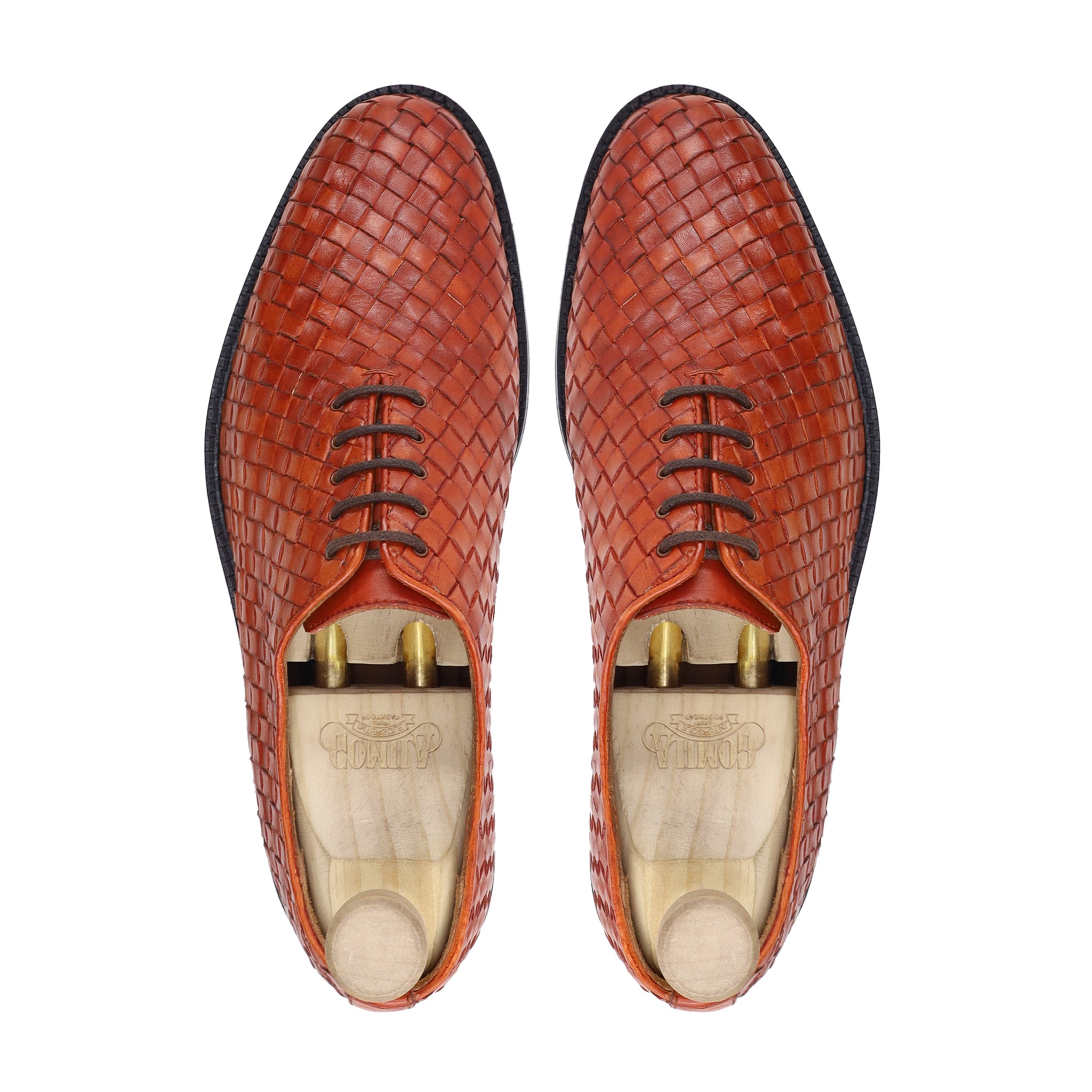 Haru - Men's Tan Hand Woven Calf Leather Wholecut Shoe