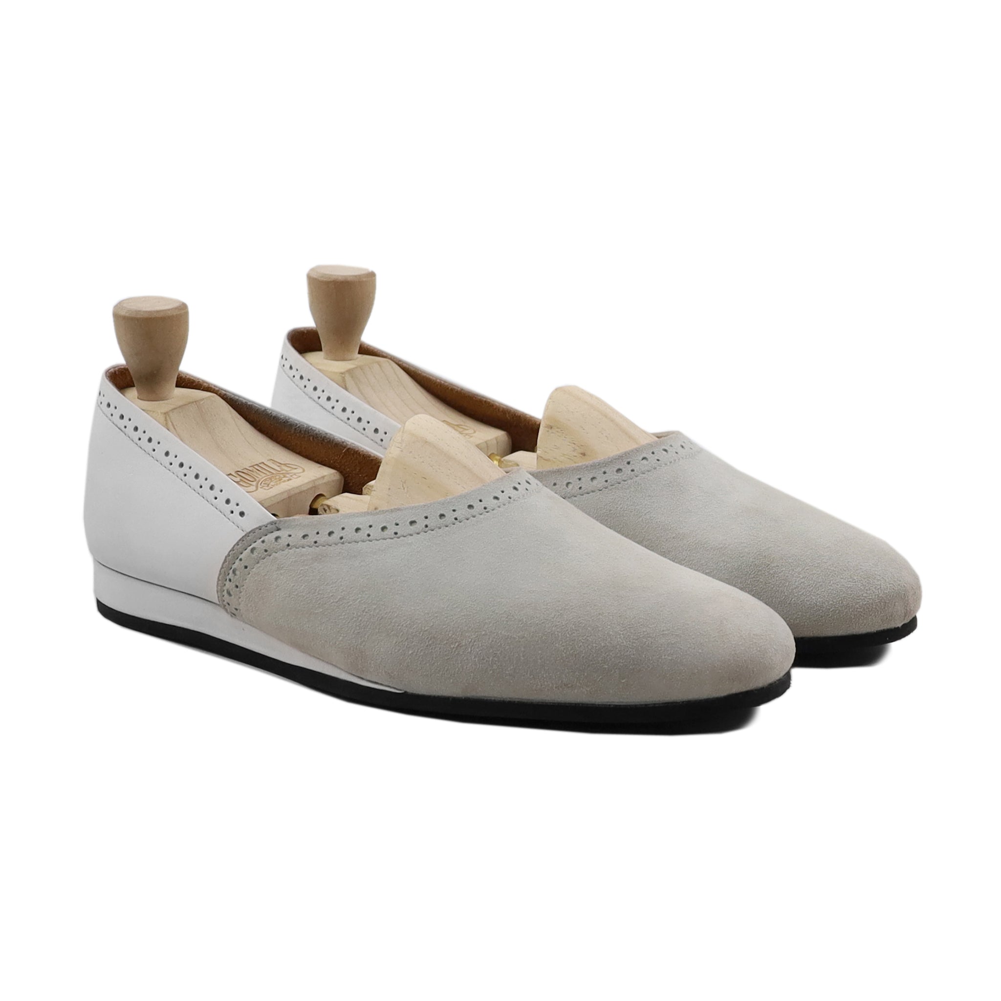 Kranj - Men's White Calf Leather and Kid Suede Loafer