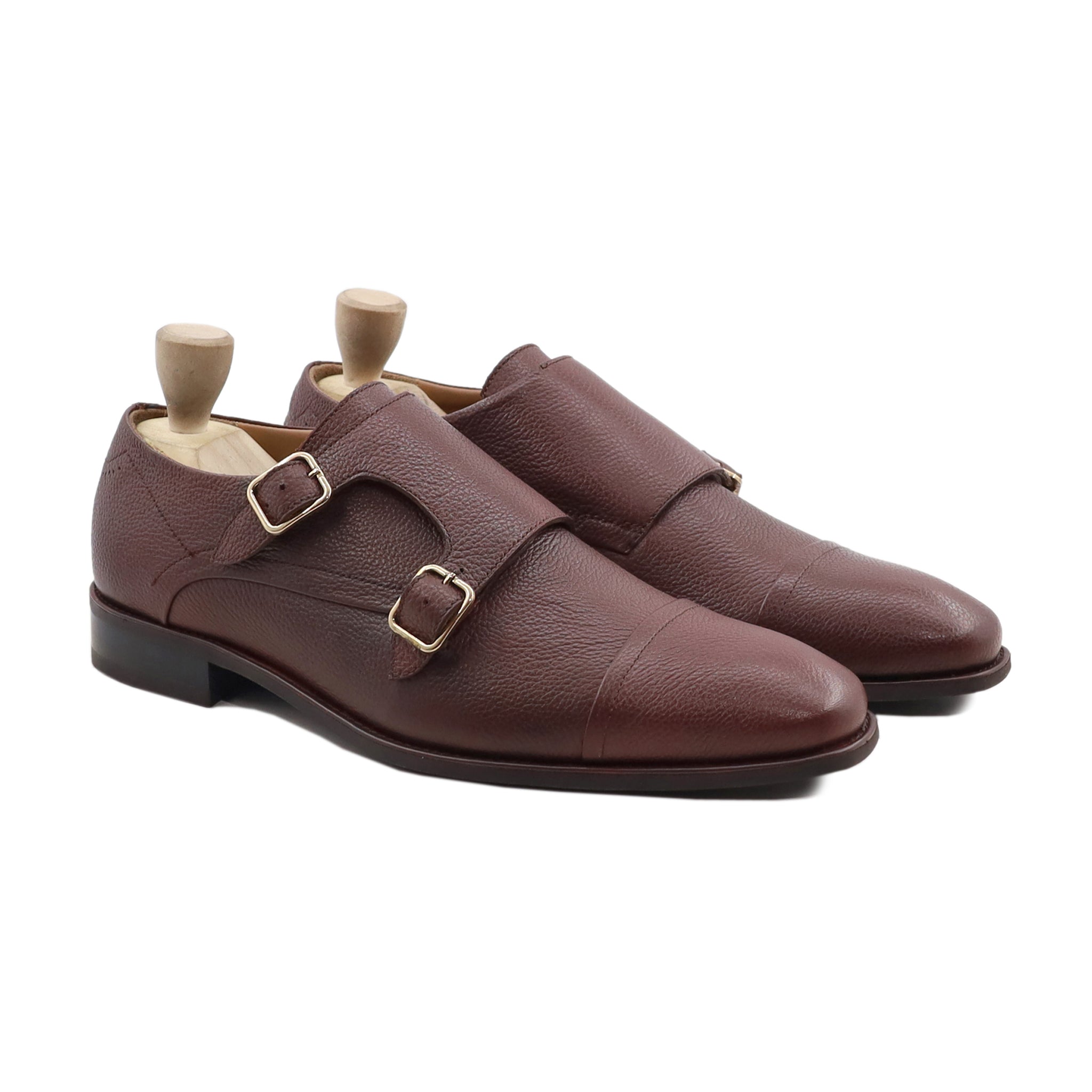 Arad - Men's Oxblood Pebble Grain Leather Double Monkstrap