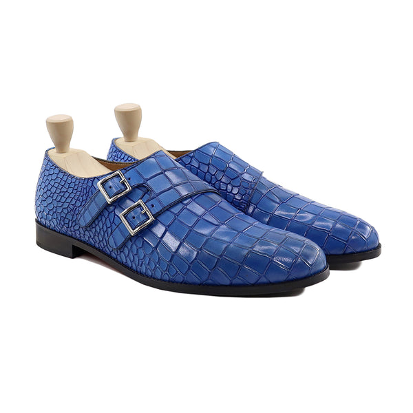 Harlee - Men's Blue Calf Leather Double Monkstrap
