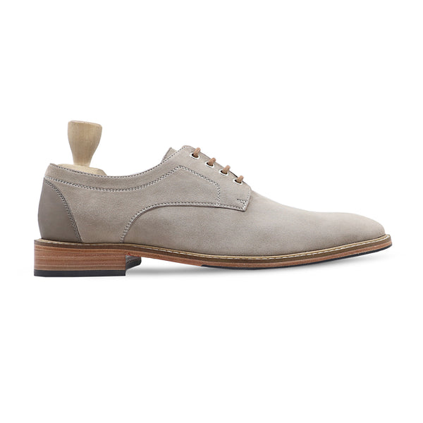 Nash - Men's Steel Grey Kid Suede Derby Shoe