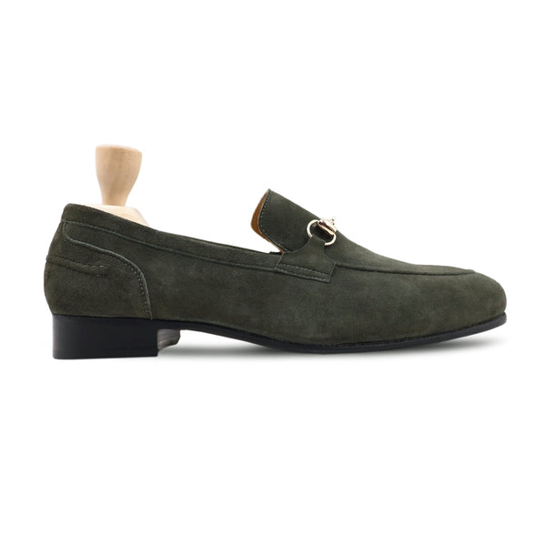 Grimsle - Men's Olive Green Kid Suede Loafer