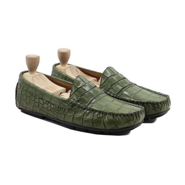 Kobe - Men's Green Calf Leather Driver Shoe