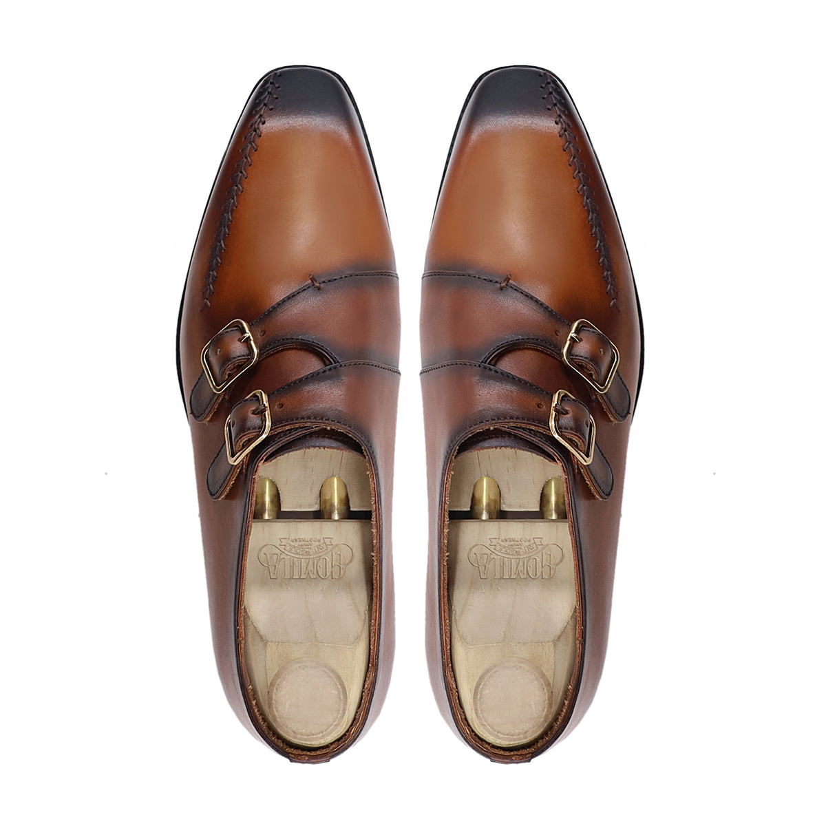 Godden - Men's Burnished Tan Calf Leather Double Monkstrap