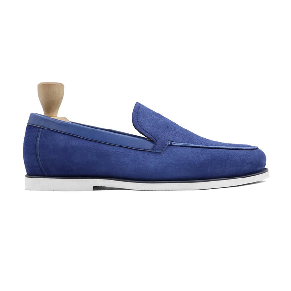 Brussels - Men's Light Blue Kid Suede Loafer