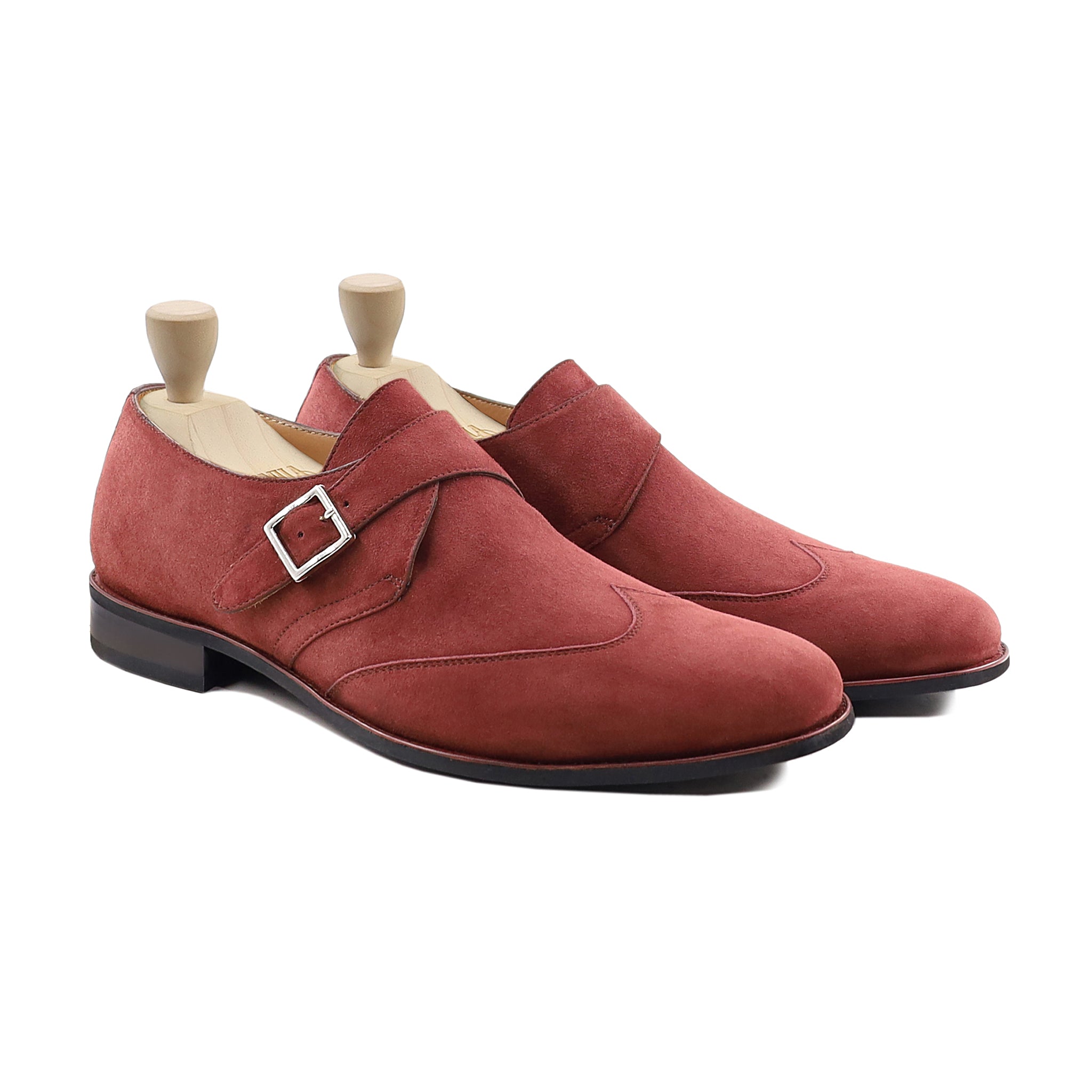 Ravon - Men's Red Kid Suede Single Monkstrap