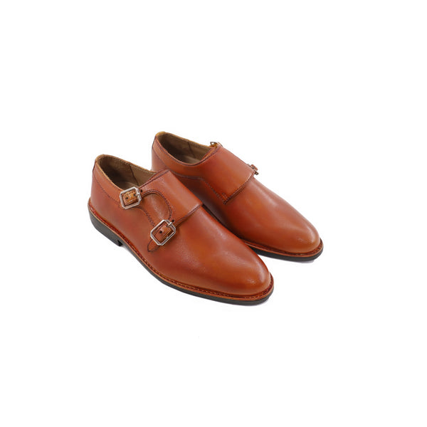 Slinky - Kid's Tan Calf Leather Double Monkstrap (5-12 Years Old)