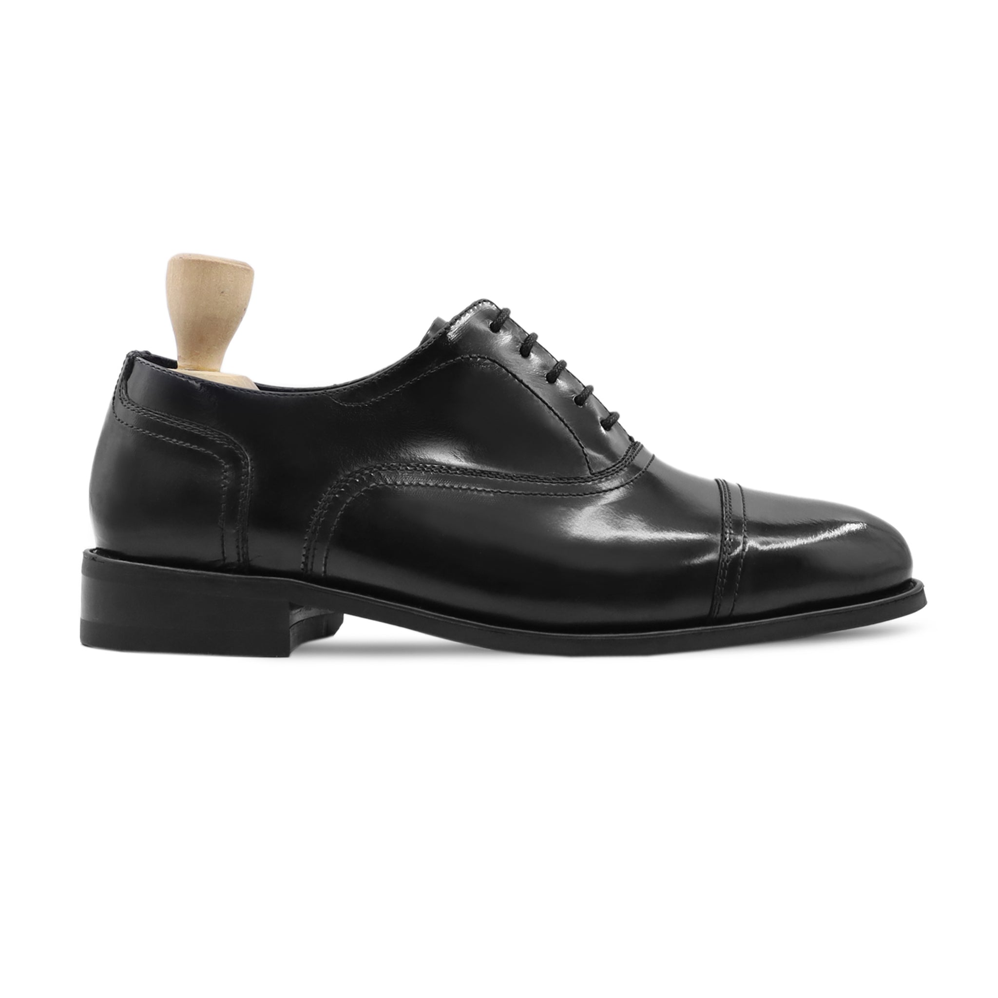 Maks- Men's Black Box Leather High Shine Oxford Shoe