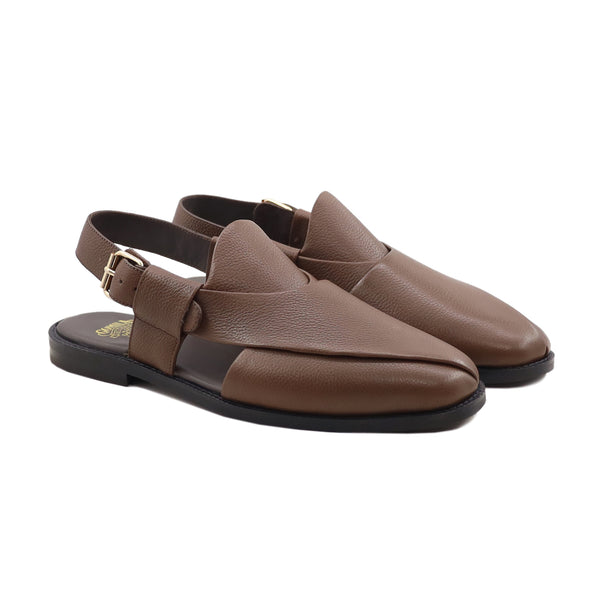 Lahti - Men's Brown Pebble Grain Leather Sandal
