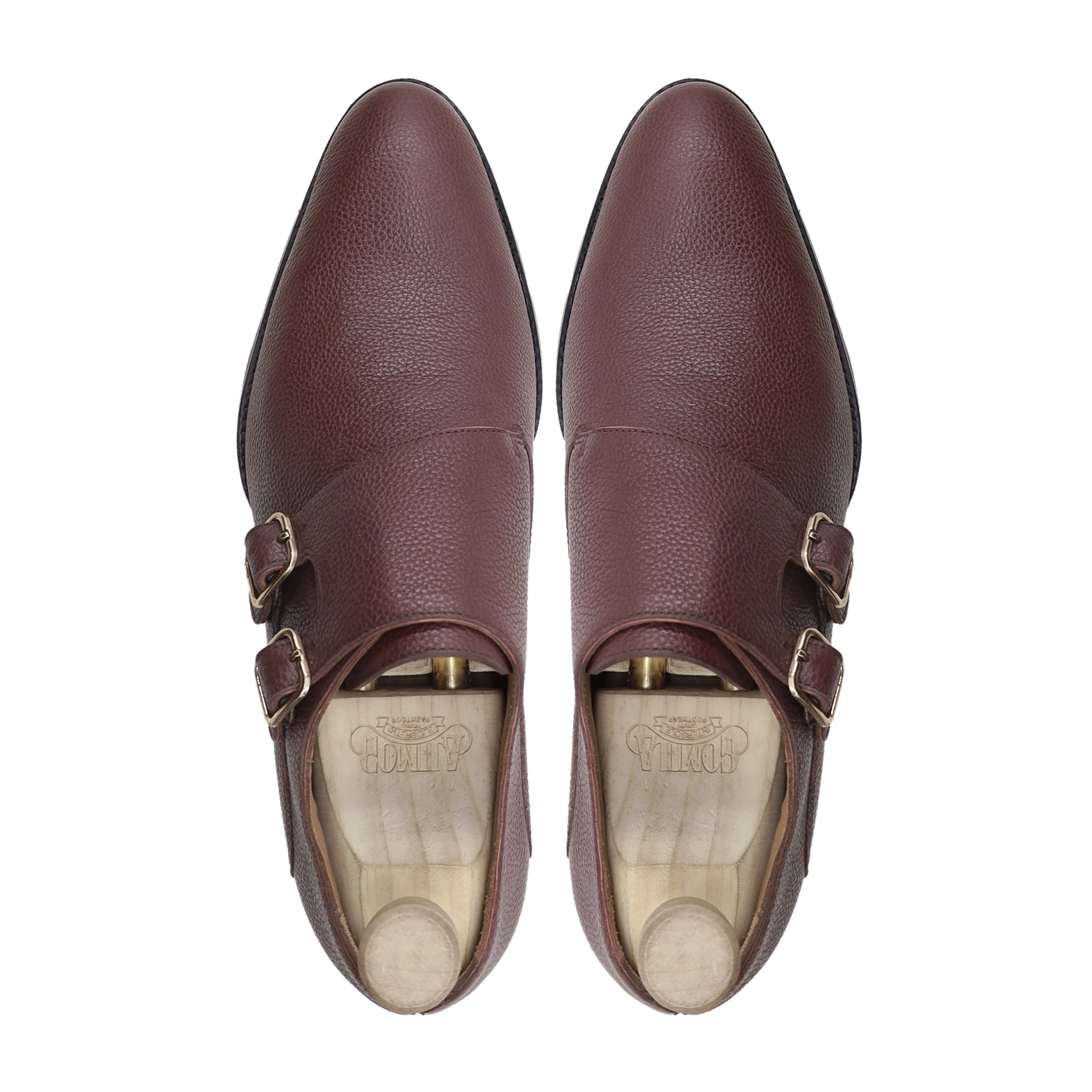 Chernihiv - Men's Oxblood Pebble Grain Leather Double Monkstrap