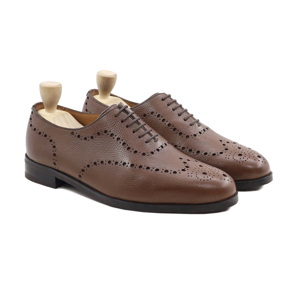 Graz - Men's Brown Pebble Grain Leather Wholecut Shoe