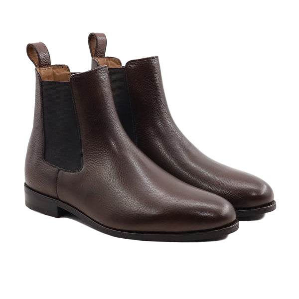 Mcallen - Men's Dark Brown Pebble Grain Leather Chelsea Boot