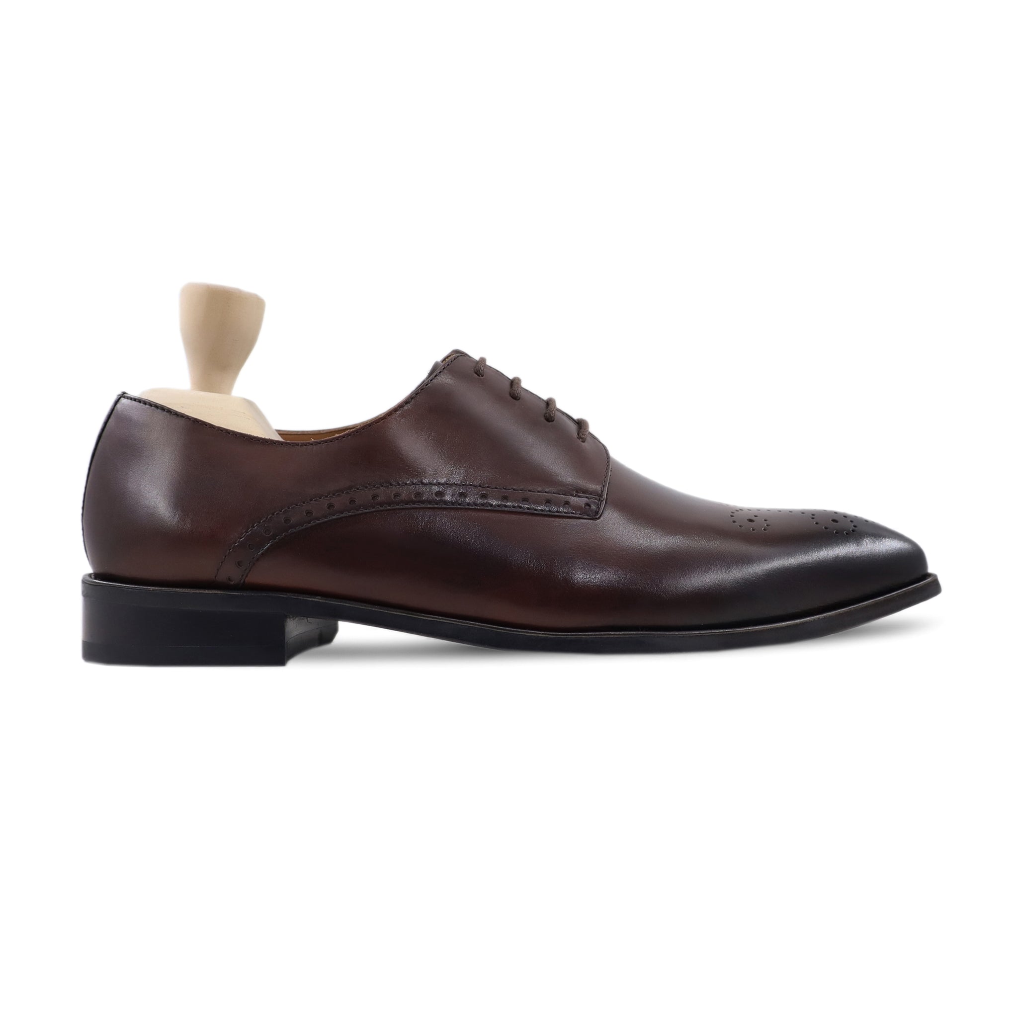 Ormoz - Men's Burnished Dark Brown Calf Leather Derby Shoe