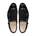 Carden - Men's Black Patent Leather and Kid Suede Double Monkstrap