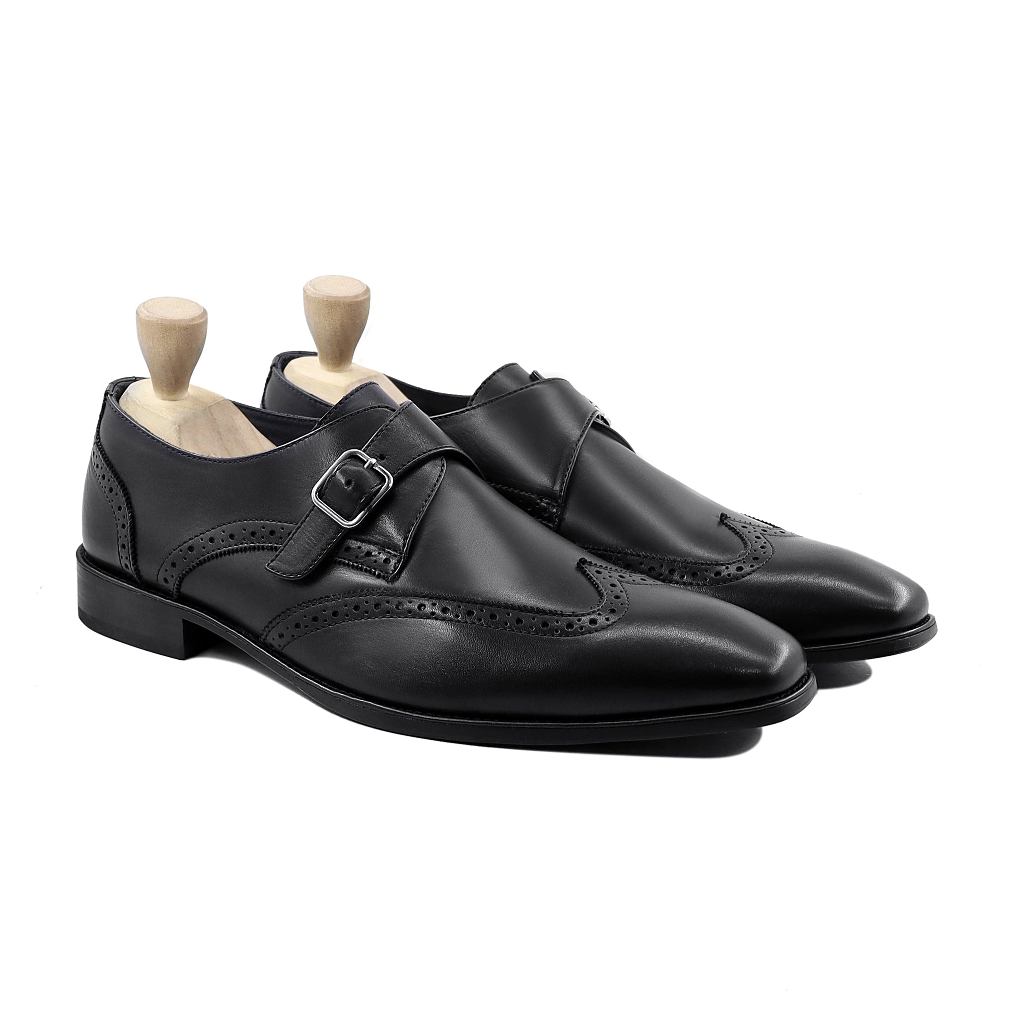 Kaya - Men's Black Calf Leather Single Monkstrap