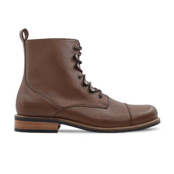 Matti - Men's Brown Pebble Grain Leather Boot