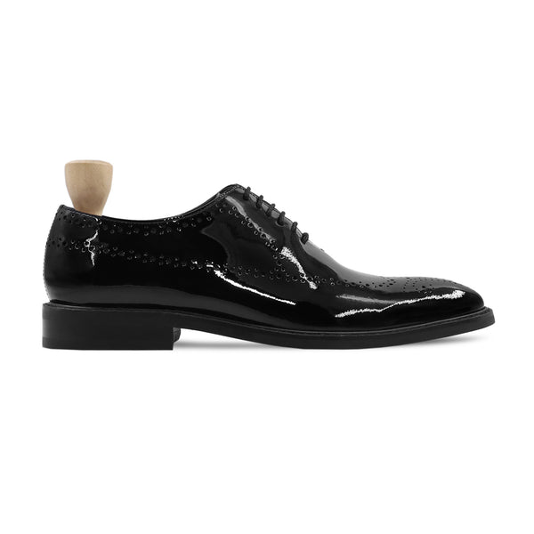 Neveah - Men's Black Patent Leather Wholceut Shoe