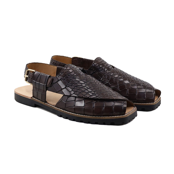 Dilana - Men's Dark Brown Calf Leather Sandal