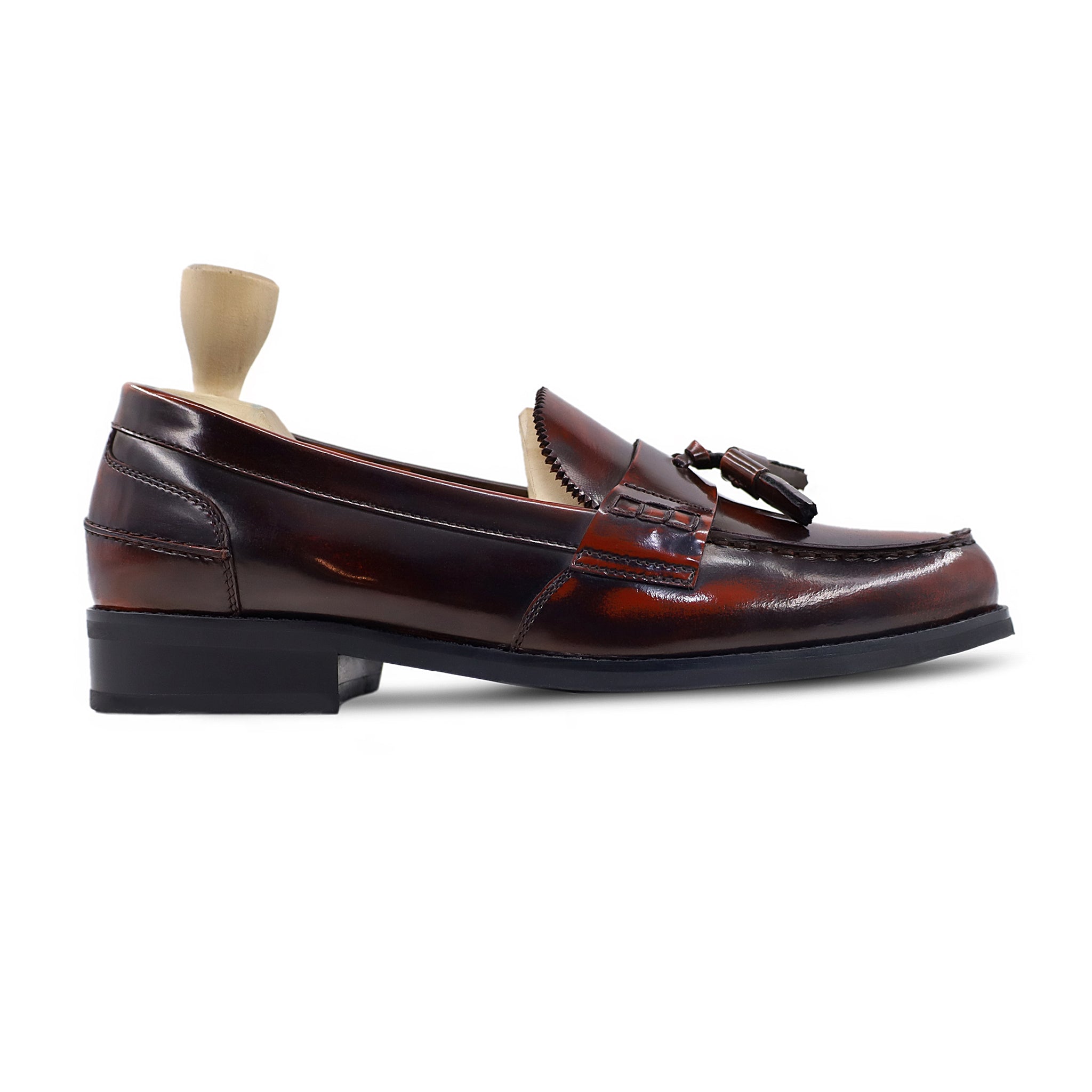 Yahir - Men's Burnished Brown Box Leather High Shine Loafer