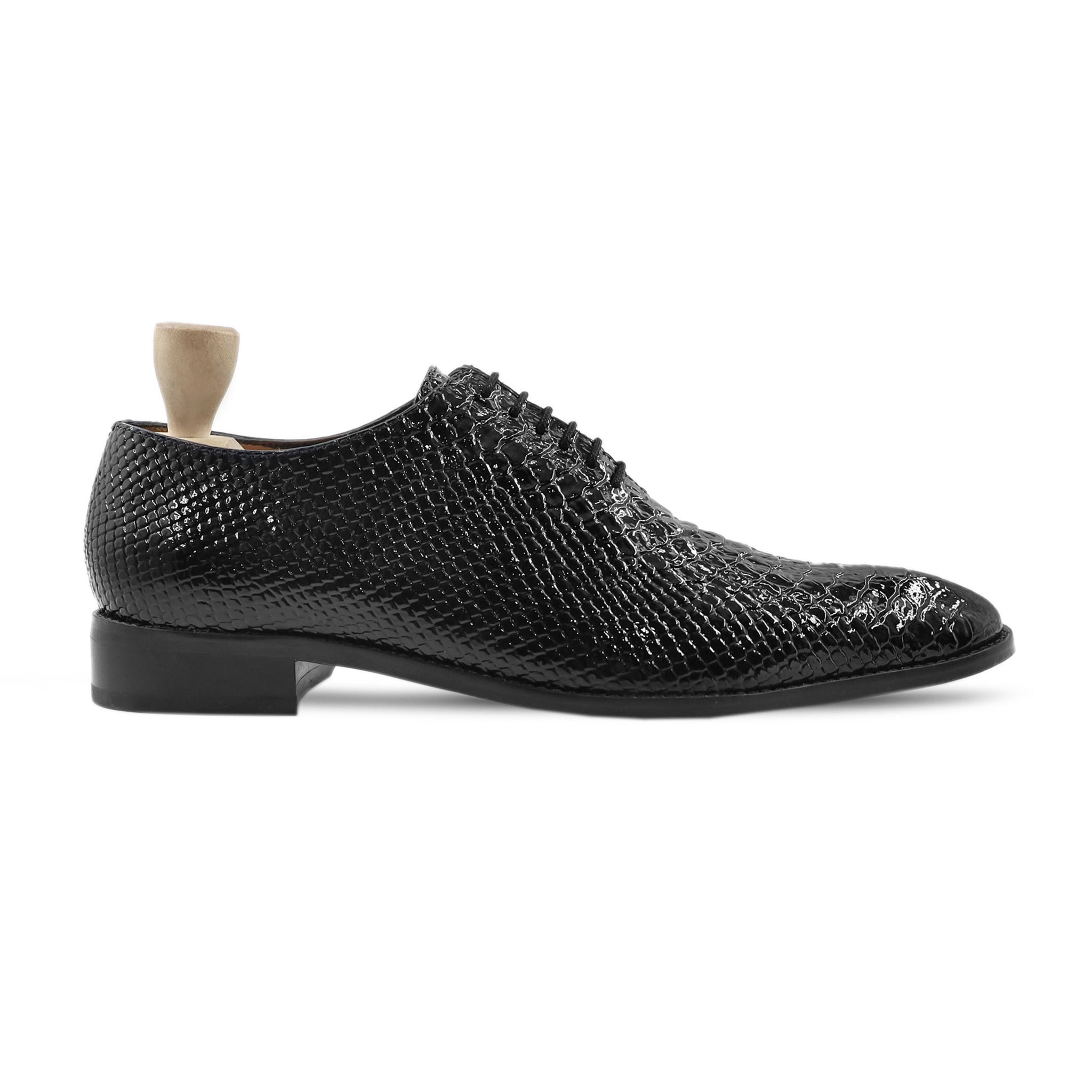 Kovo - Men's Black Patent Leather Wholecut Shoe