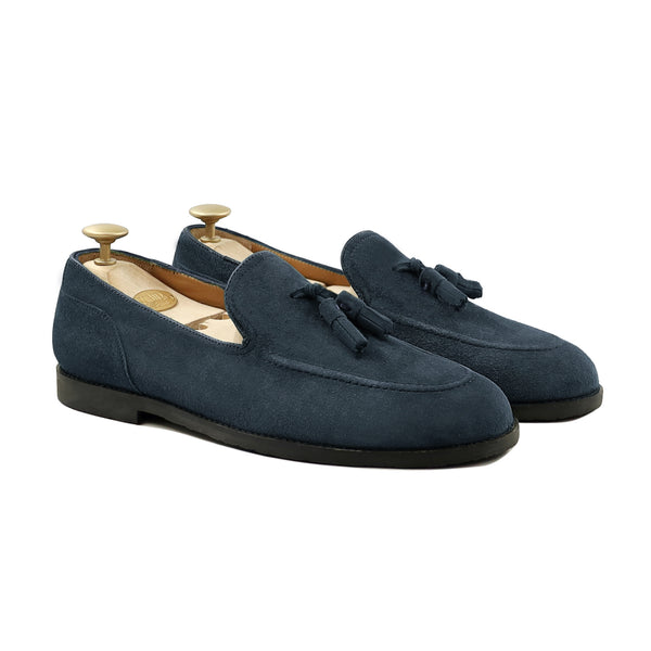 Palmer - Men's Navy Blue Kid Suede Loafer