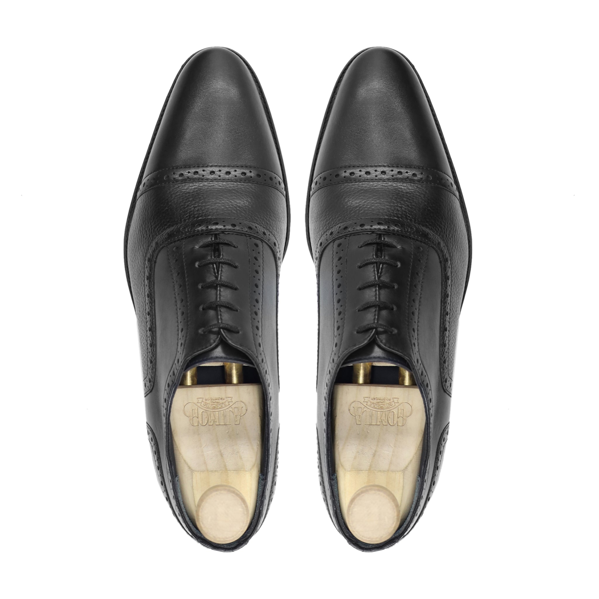 Richard - Men's Black Calf and Pebble Grain Leather Oxford Shoe