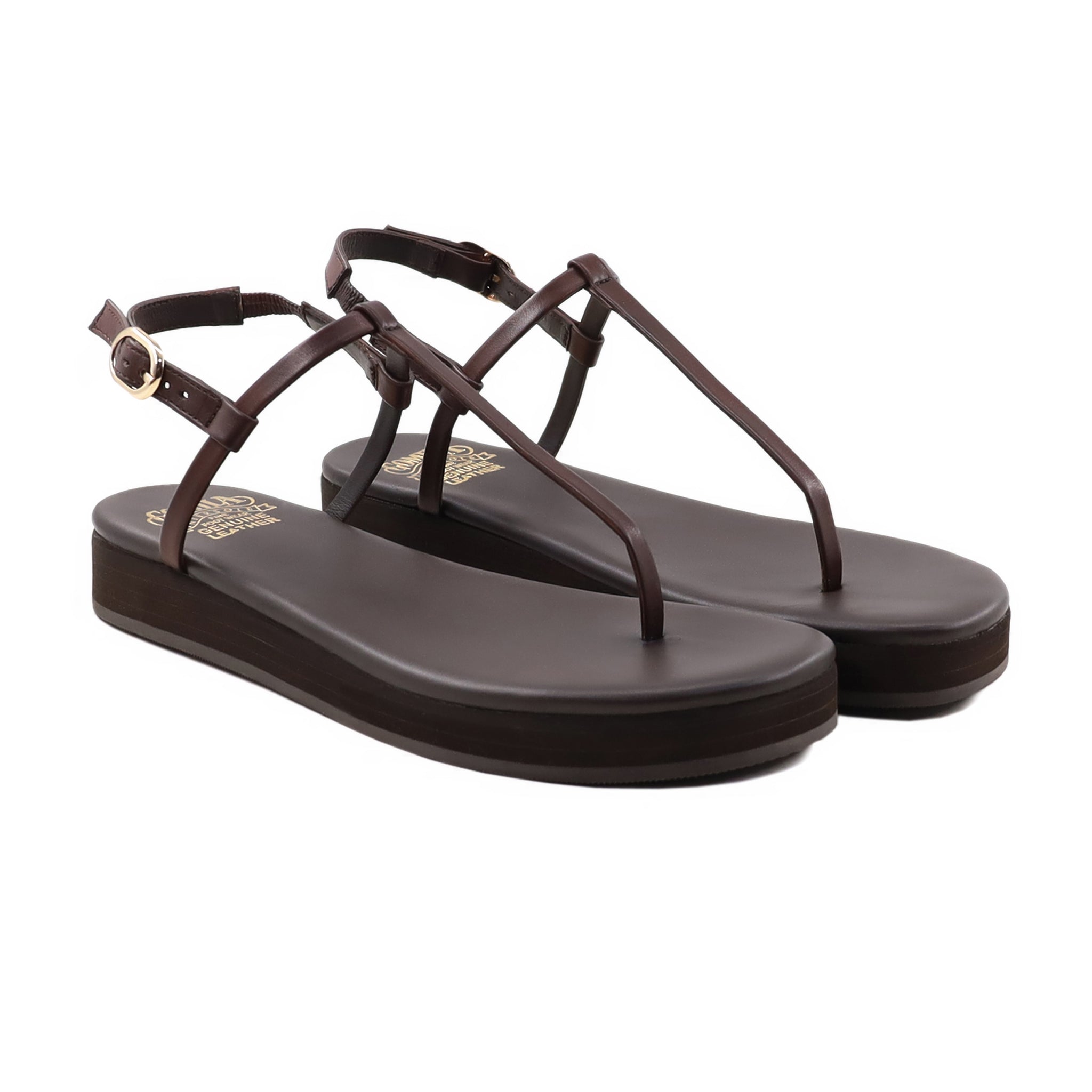 Jailyn - Ladies Dark Brown Calf Leather Sandal