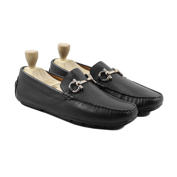 Shogo - Men's Black Pebble Grain Leather Driver Shoe