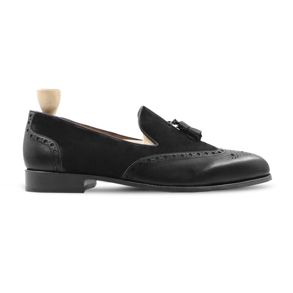 Kstovo - Men's Black Calf and Kid Suede Loafer