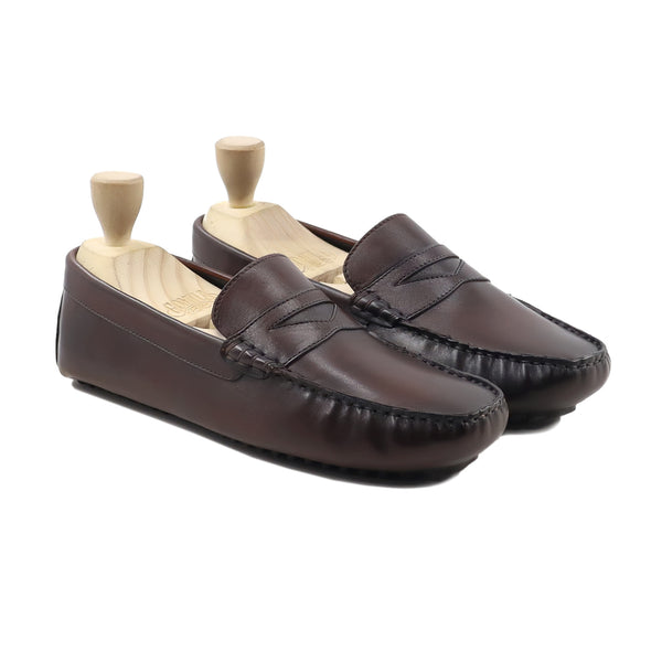 Hiroki - Men's Dark Brown Calf Leather Driver Shoe