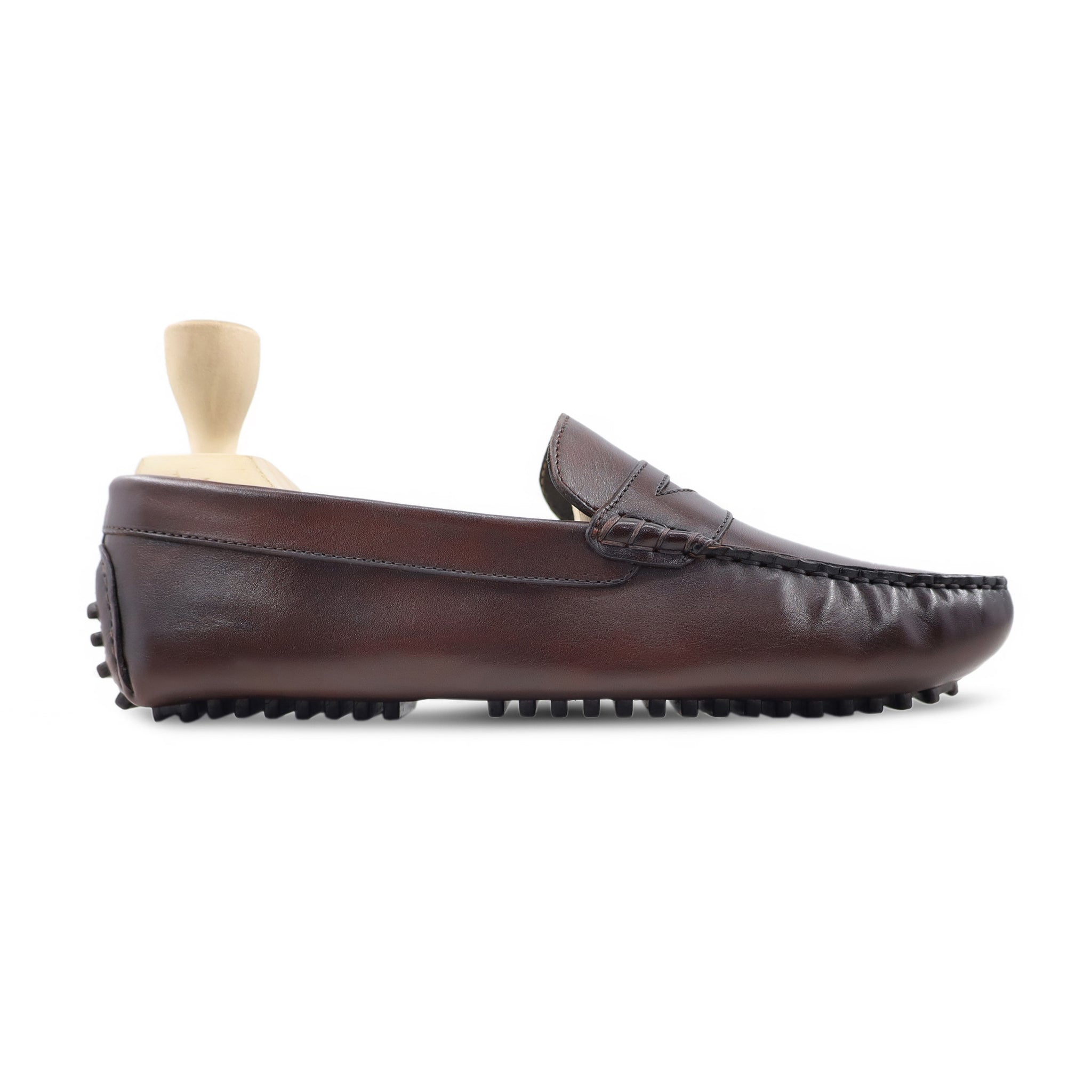 Hiroki - Men's Dark Brown Calf Leather Driver Shoe