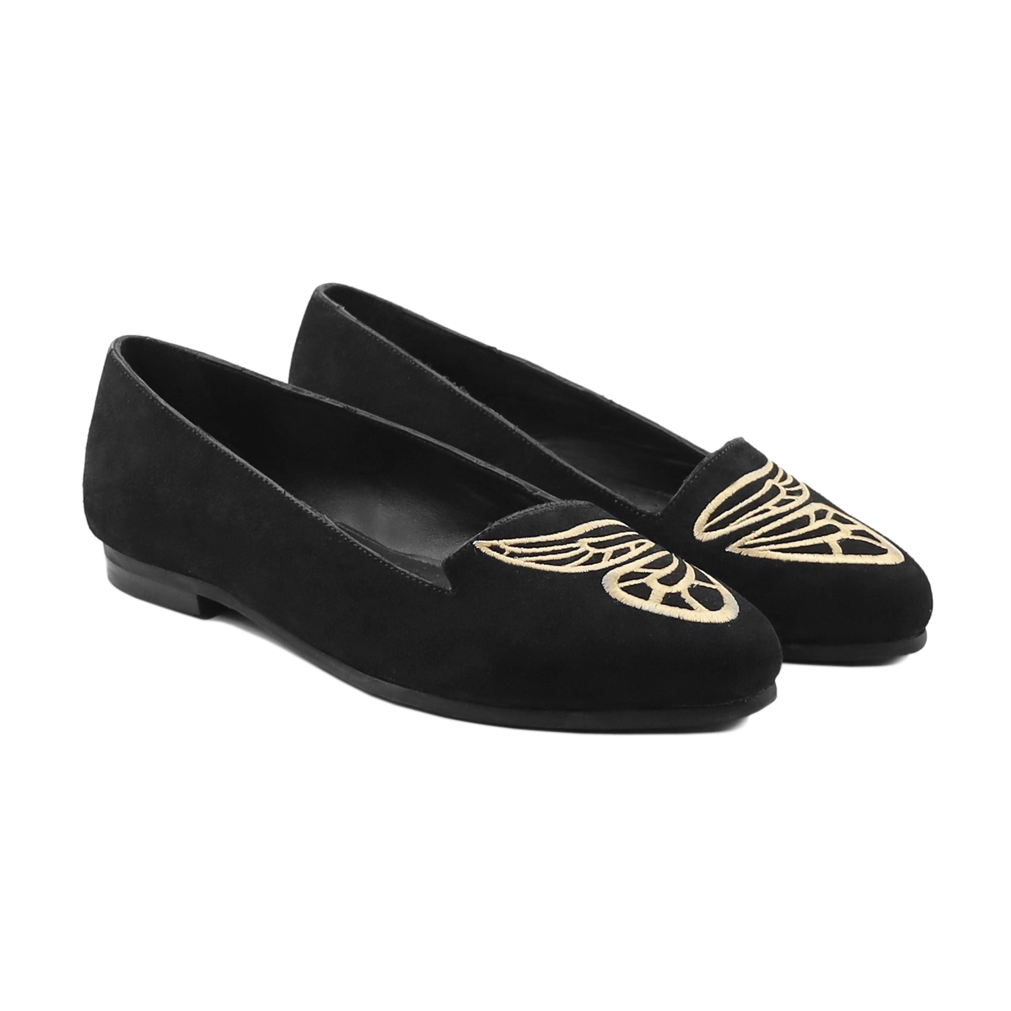 Kazuhiro - Ladies Black Kid Suede Loafer