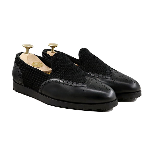 Kinson - Men's Black Mesh and Calf Leather Loafer