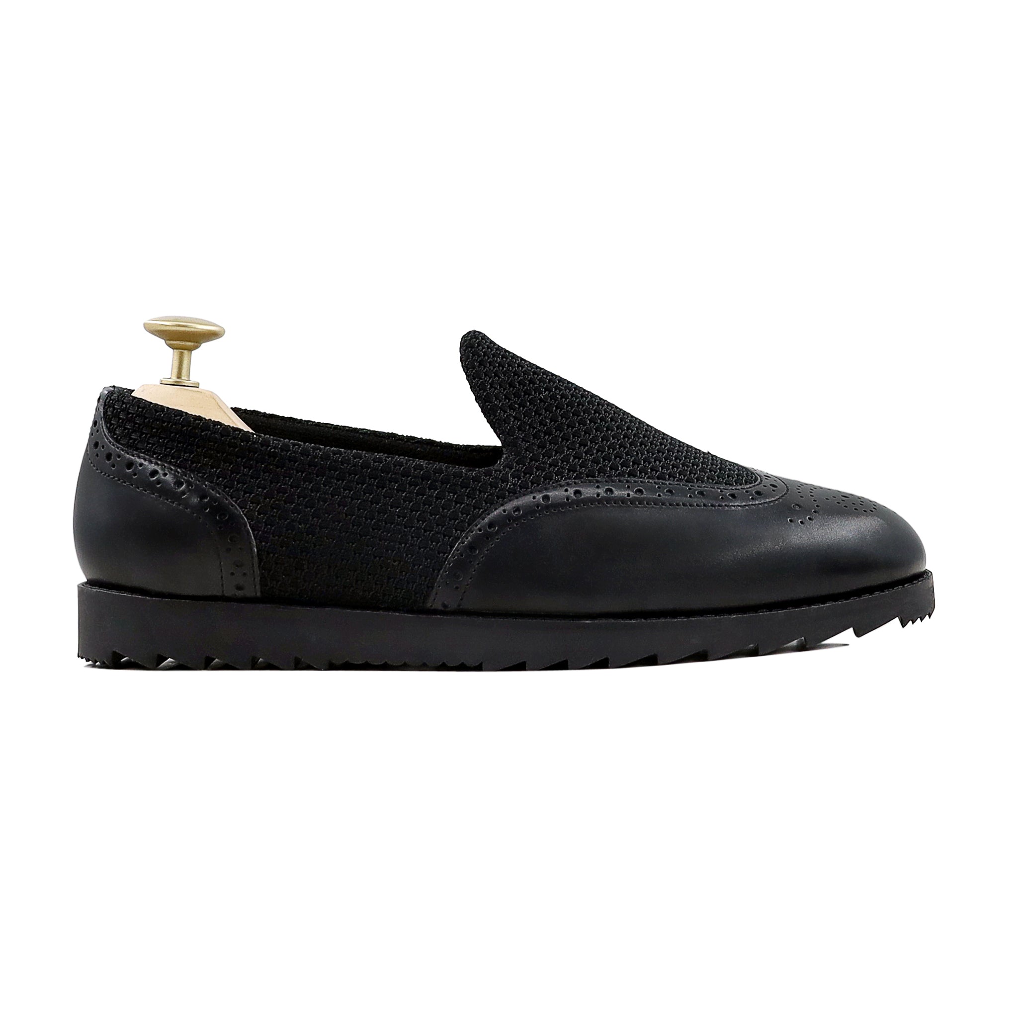 Kinson - Men's Black Mesh and Calf Leather Loafer